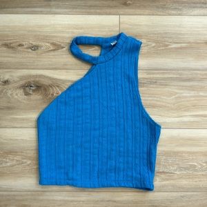 Zara blue Knit Asymmetrical Tank